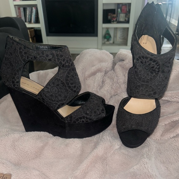 Gently Worn, New Look Wedge Black Heels. US size 10, UK size 8 - Picture 2 of 3